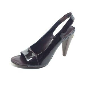 Louis Vuitton Slingback Heels Women Patent Leather Open Toe Size 38 US 7.5